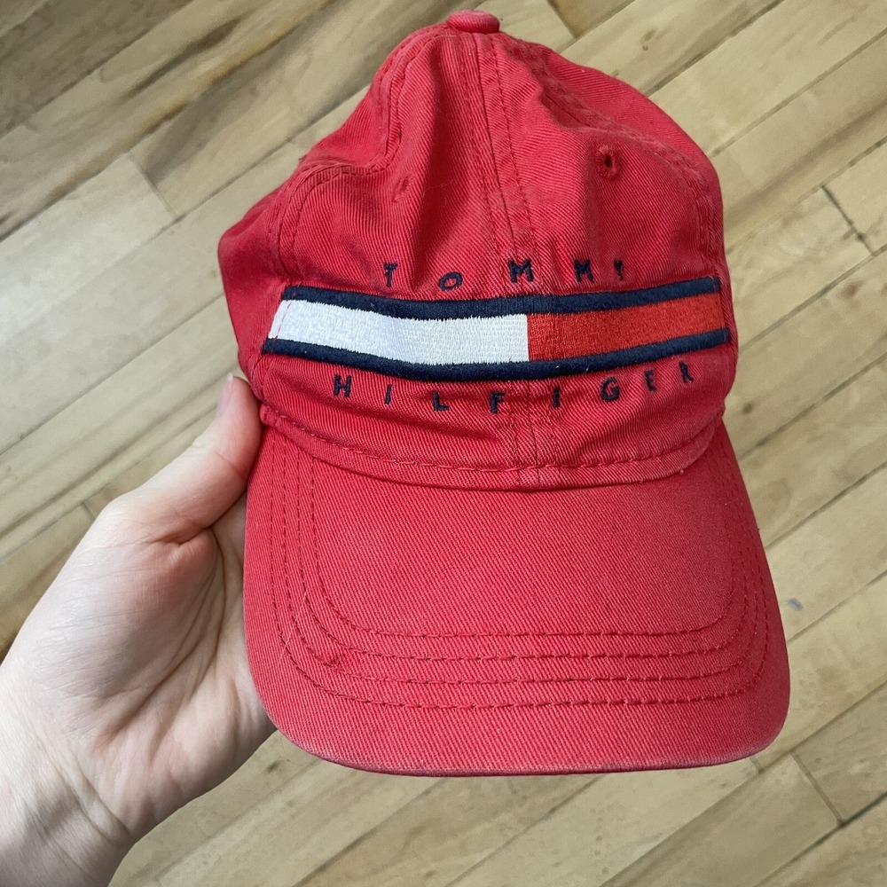 Tommy Hilfiger Boy's Kids Red Blue White Embroidered Ball Cap 100% Cotton 8-10